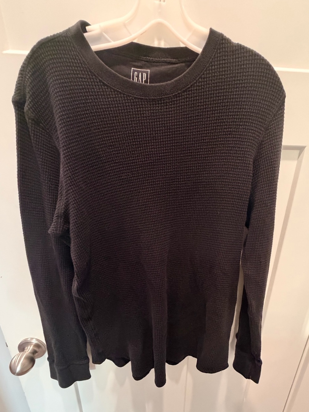 Gap Black Waffle Knit Thermal Shirt Large Tall Long Sleeve Cotton